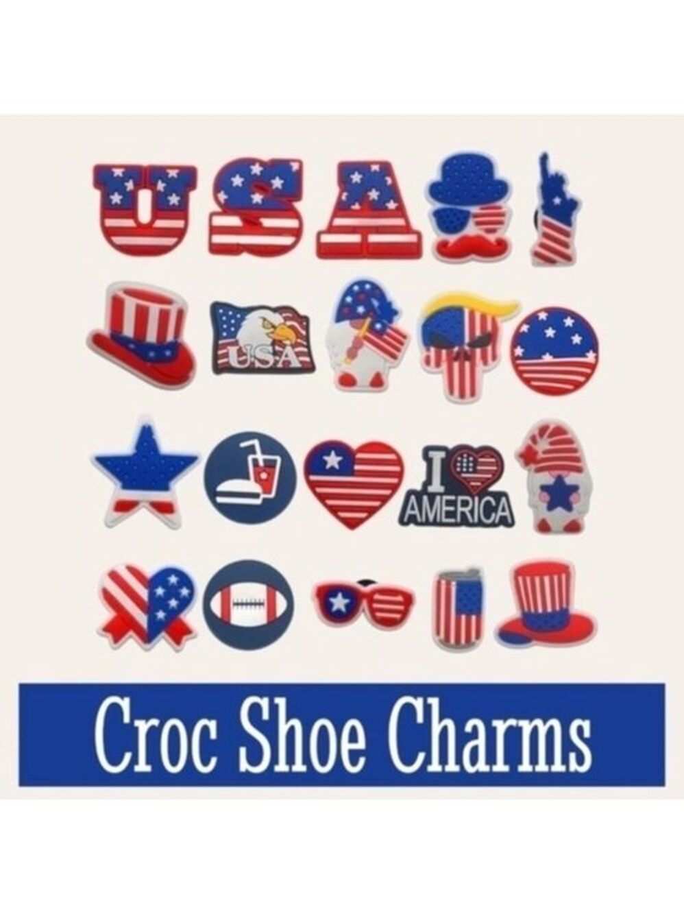 20PCS 4th of July USA/America/Flag Shoe Accessory/Charms for Crocs NWT